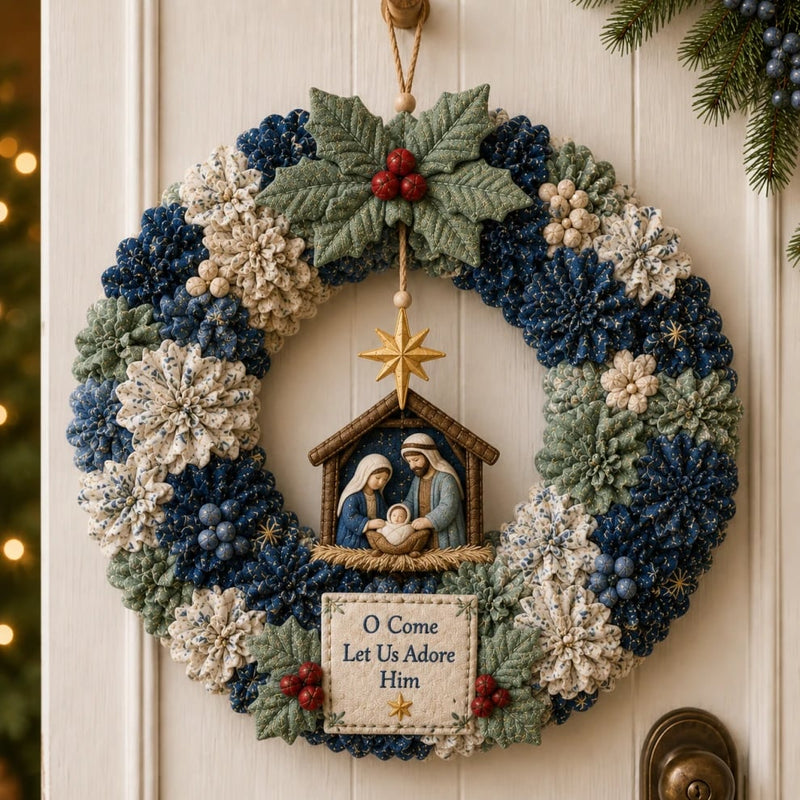 ⭐ O Come Let Us Adore Him Nativity / Finished size: 11.81in, excluding color box packaging.
