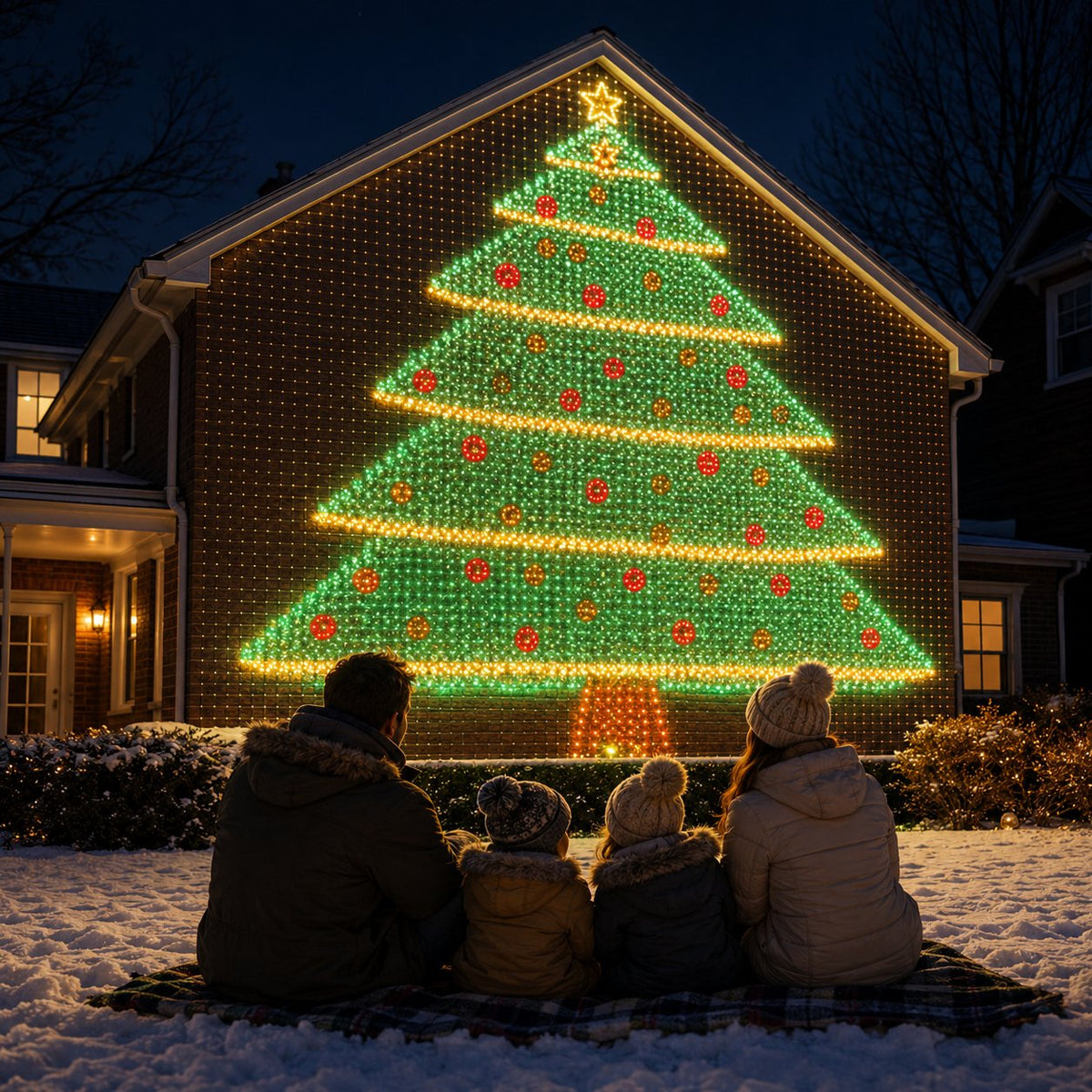 Christmas LED net house garage fence display