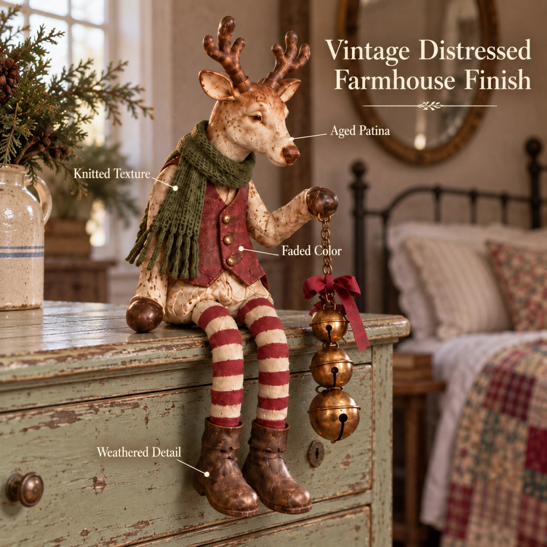 🤎Vintage Old Reindeer Shelf Sitter🎁