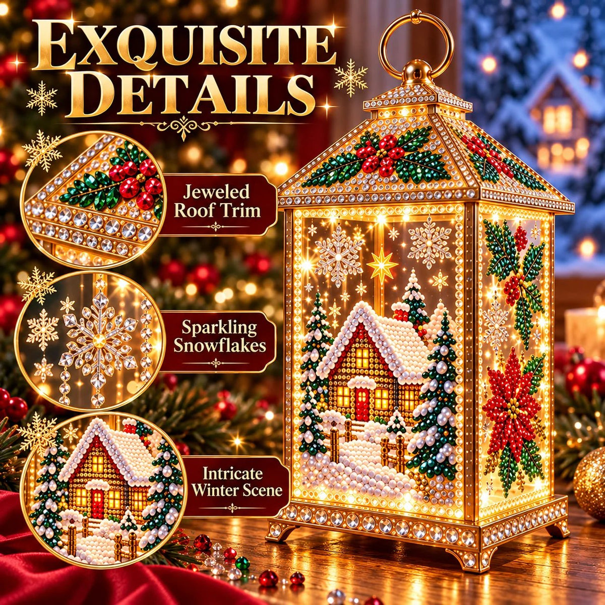 Exquisite Diamond Art Lantern Christmas details