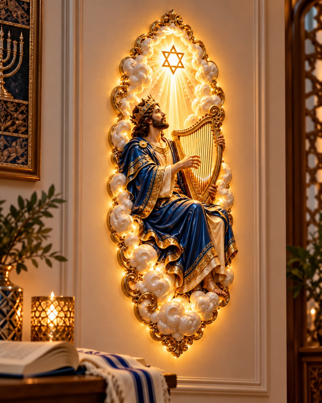 King David illuminated Jewish Heritage wall art