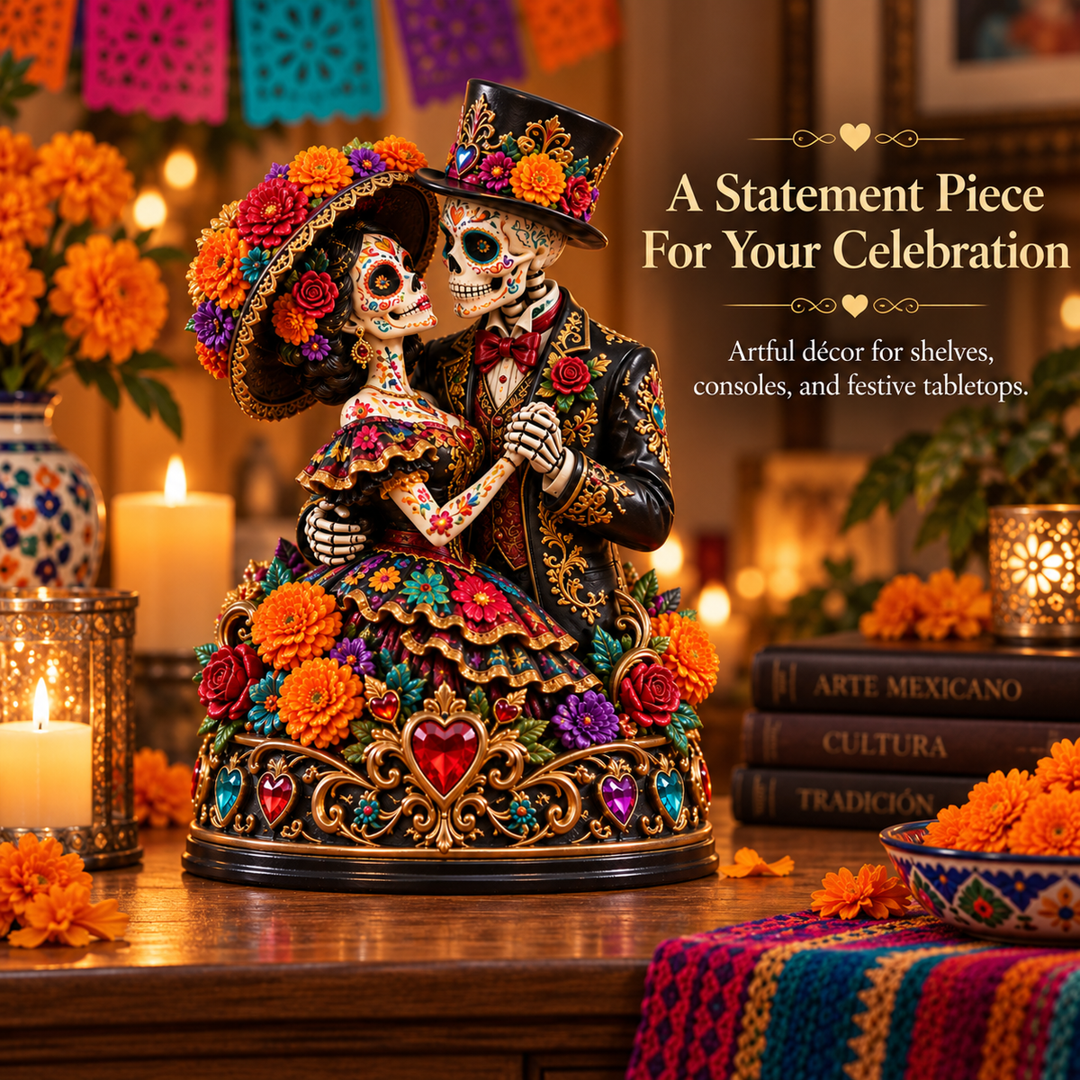 💀 LIMITED-TIME 50% OFF | 💞 Day of the Dead Catrina Figurines – Festive Couple Collectible Decor