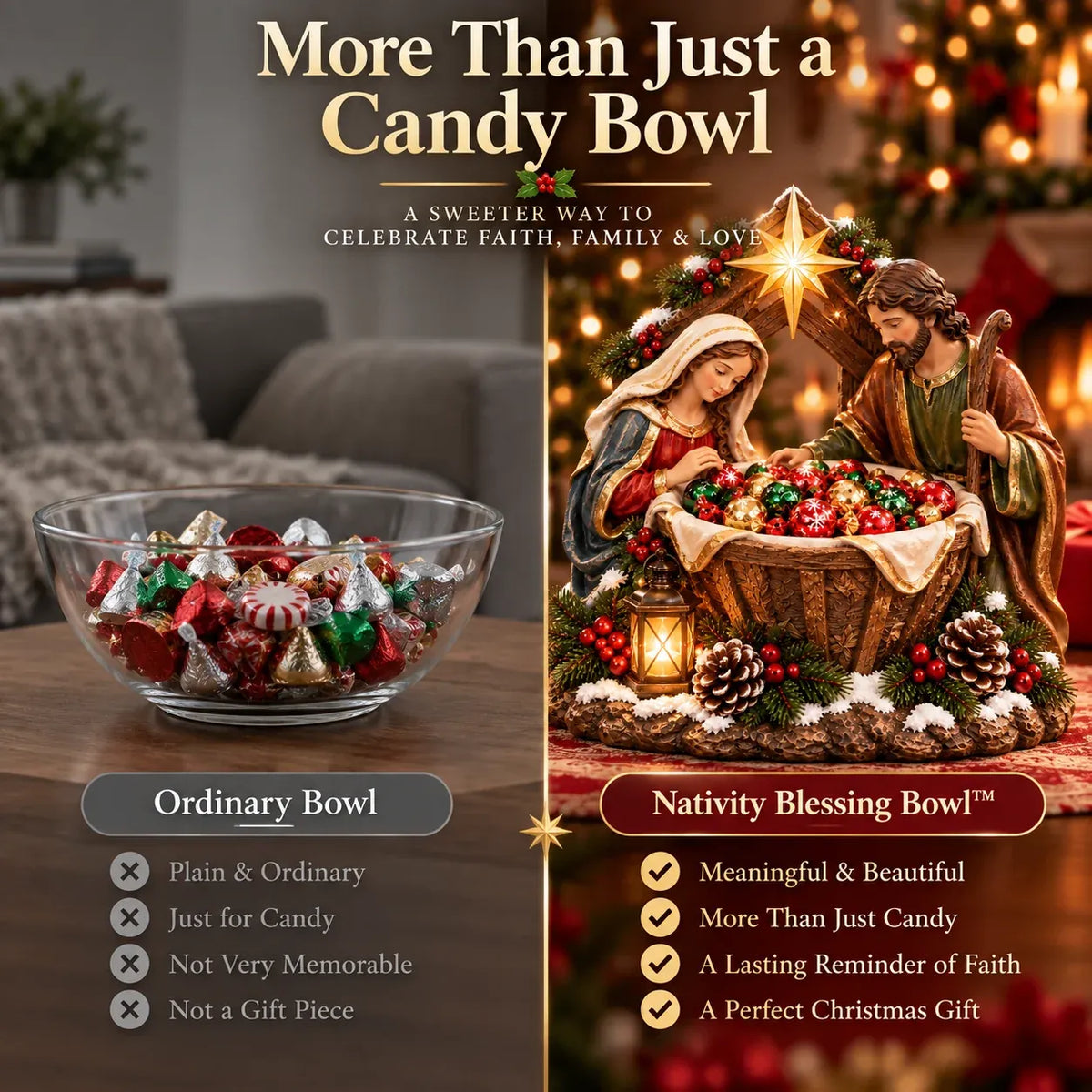 ⏳ Last Day 49% OFF – ✝️ Nativity Blessing Bowl™ | Lighted Christmas Treat Bowl with Mary, Joseph & Bethlehem Star 🎄