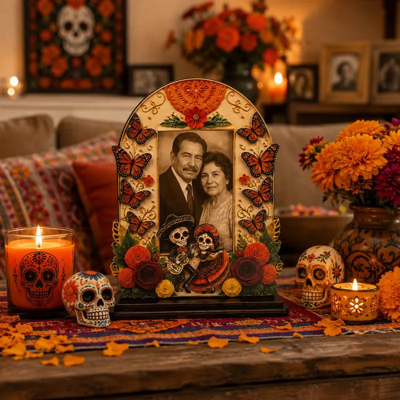 🌼 50% OFF Día de los Muertos Memorial Photo Frame – Wooden Ofrenda Decor