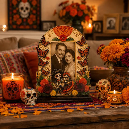 🌼 50% OFF Día de los Muertos Memorial Photo Frame – Wooden Ofrenda Decor