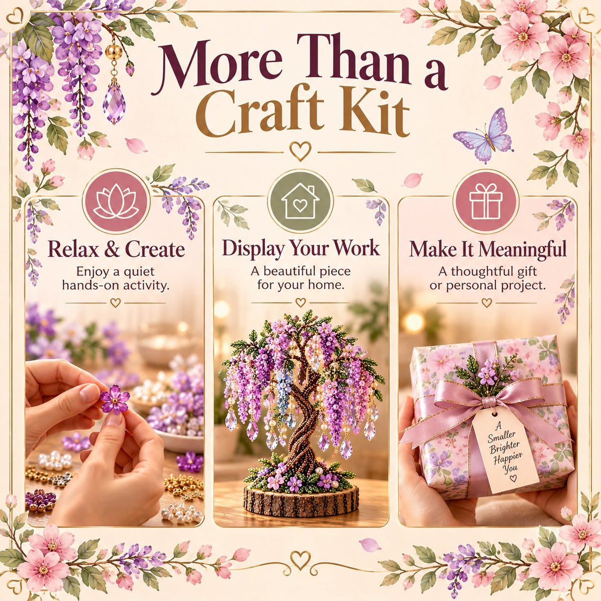 DIY Beaded Gem Tree Craft Kit – Handmade Crystal Tree Home Decor