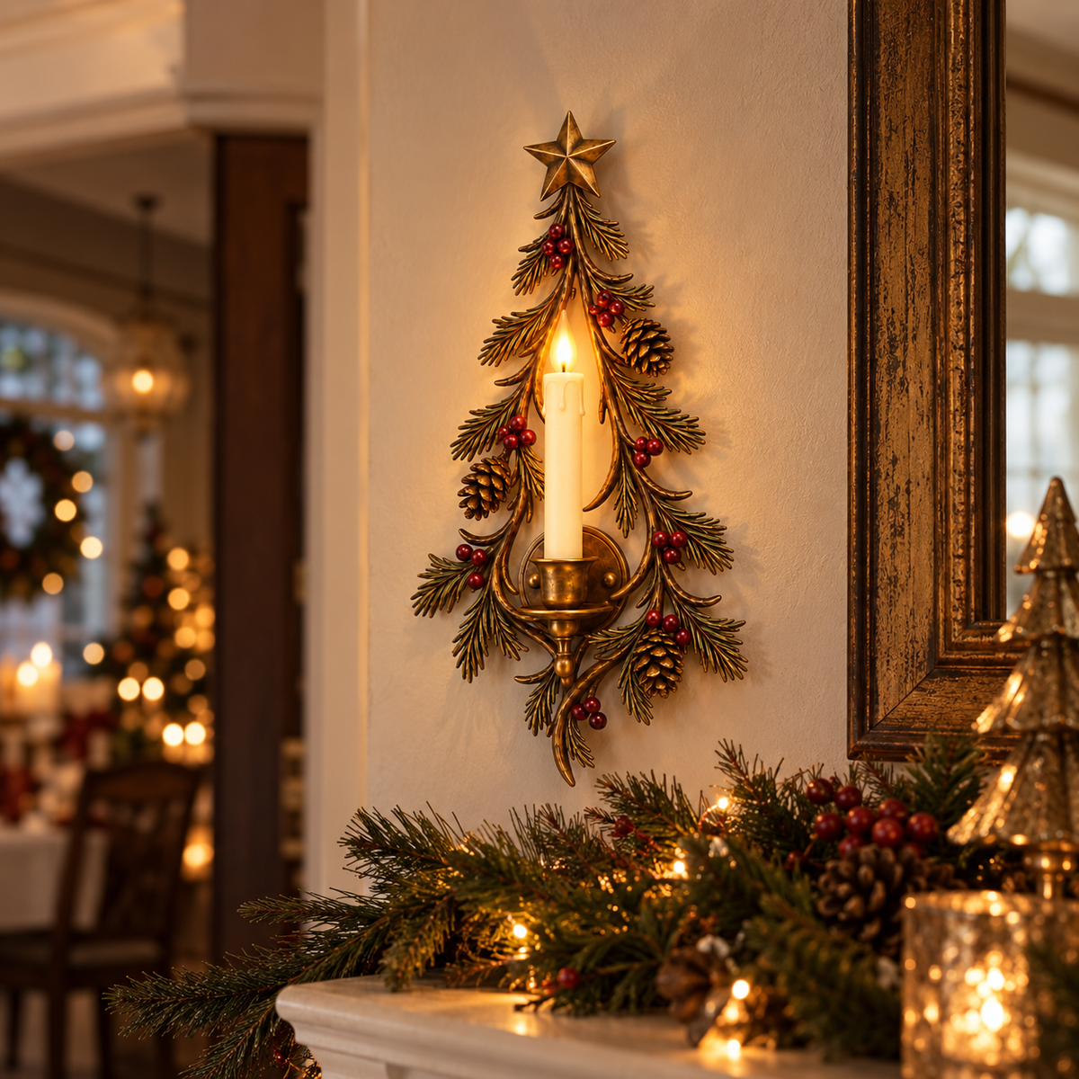 Heritage Evergreen Christmas Candle Sconce