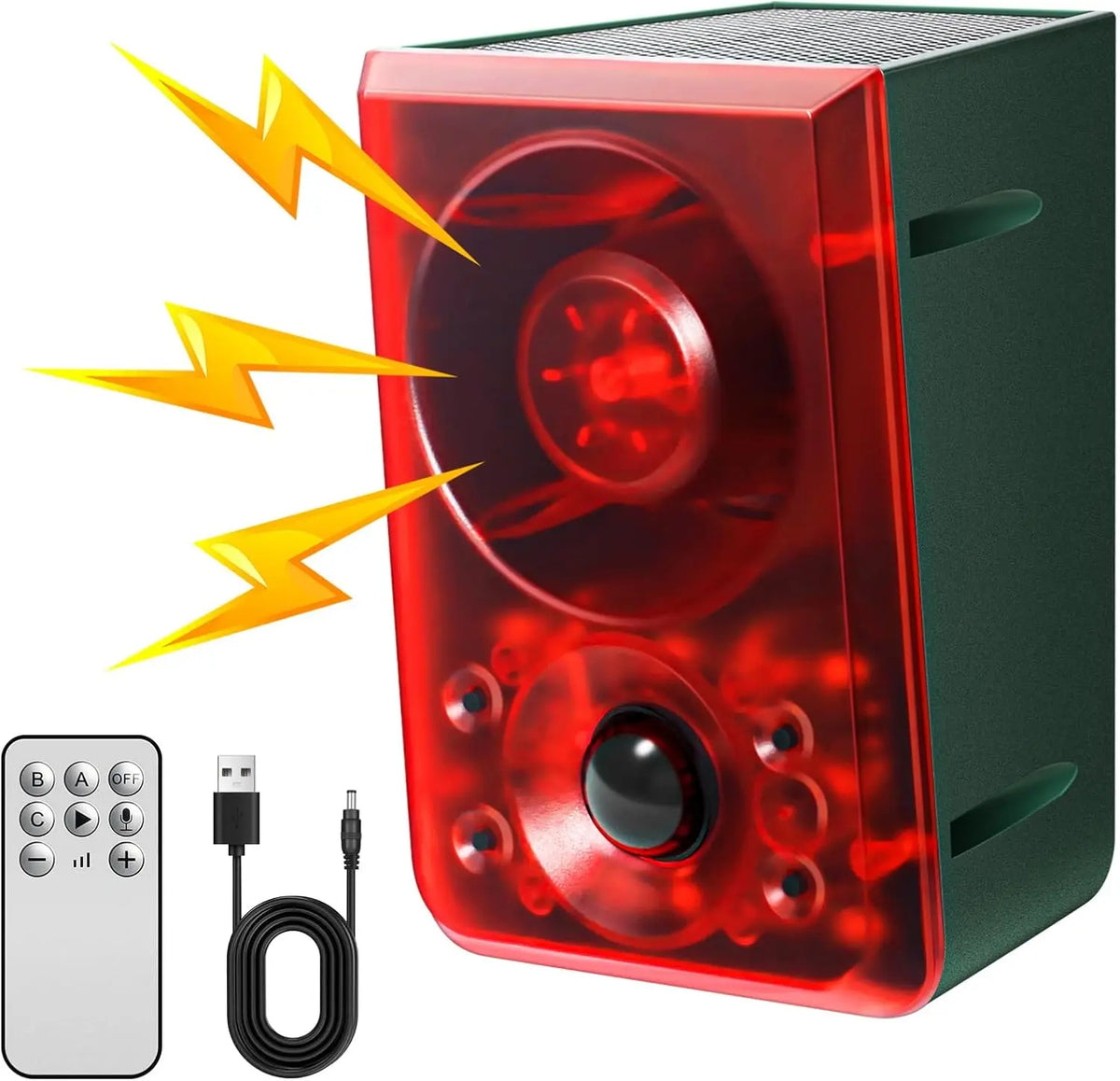 Solar motion alarm remote USB cable screws package contents