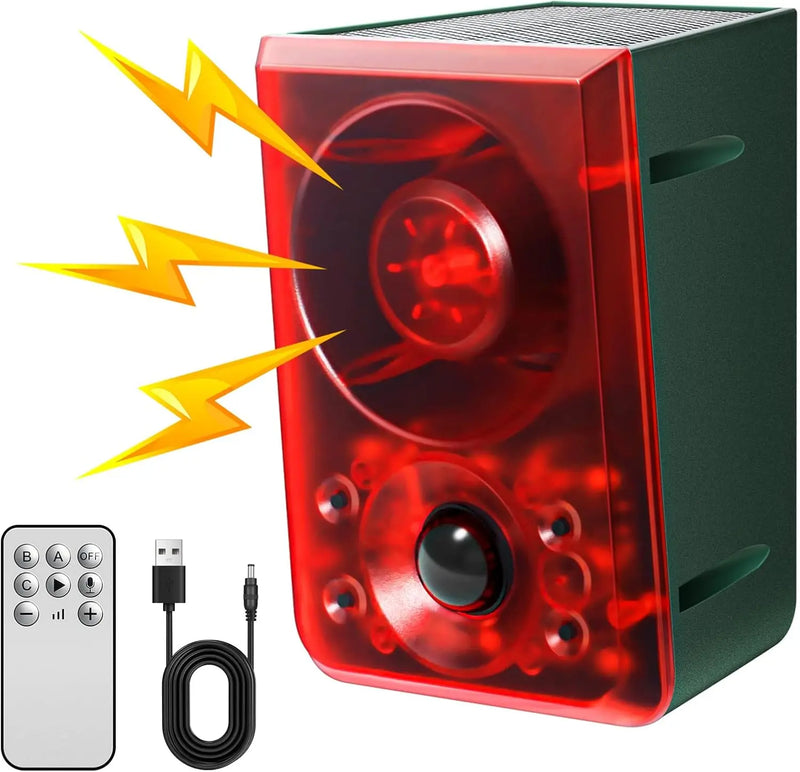Garden with motion activated wildlife deterrent