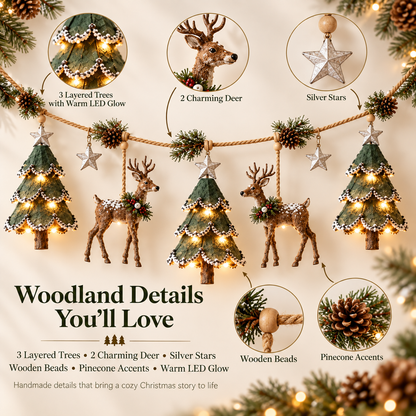 🎄 LIMITED-TIME 50% OFF | Lighted Woodland Christmas Garland™ – Enchanted Forest Holiday Decor with Warm Festive Glow