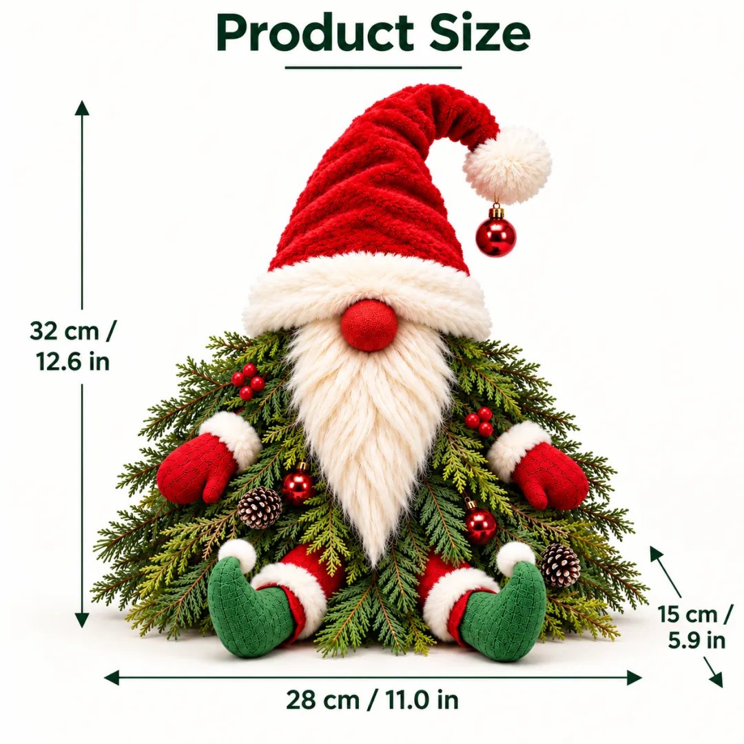 🎅 Sitting Christmas Evergreen Gnome | Woodland Holiday Decor