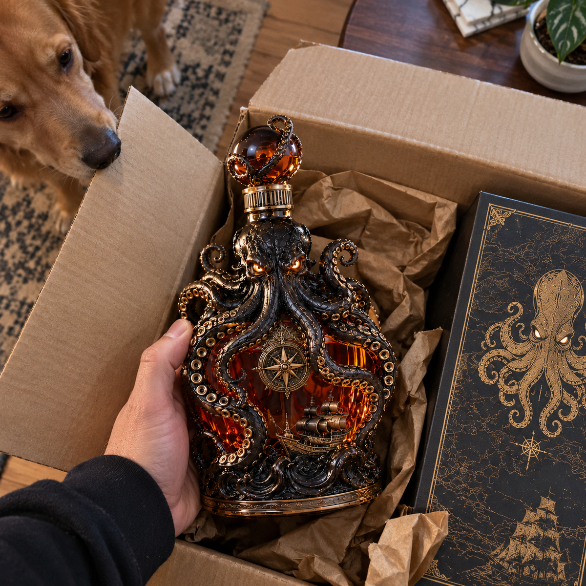 🐙 Abyssal Octopus Whiskey Decanter™ | Gothic Nautical Bar Centerpiece