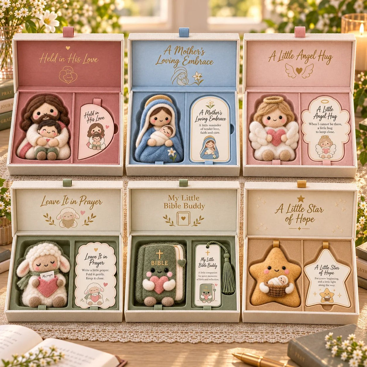 🔥😍Faith & Meaning | 6 Heartfelt Felt Keepsake Designs with Message Cards✝️