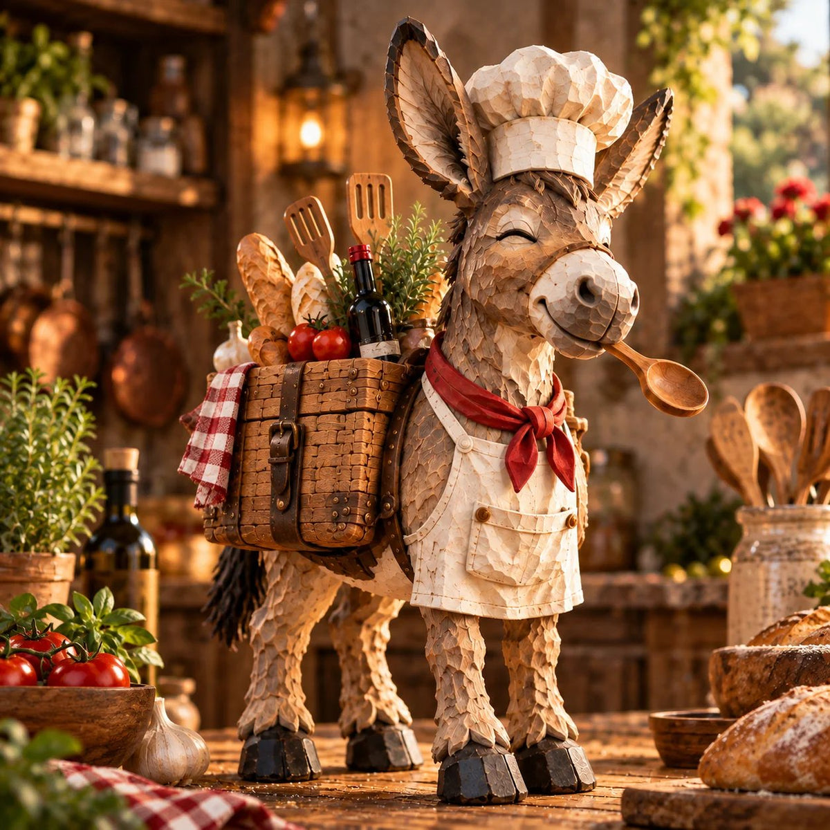 The Stubborn Little Chef kitchen donkey figurine