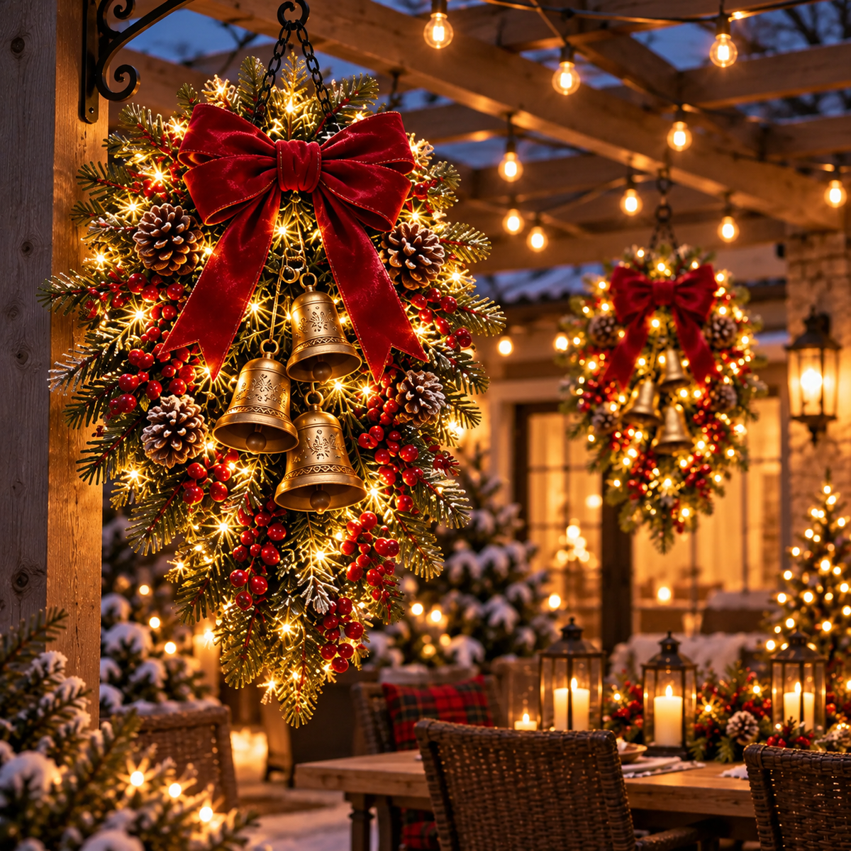 🎄 Last Day 50% OFF 🔔 Pre-Lit Christmas Bell Hanging Swag | Warm LED Lights, Vintage Bells & Zero Maintenance 🔔