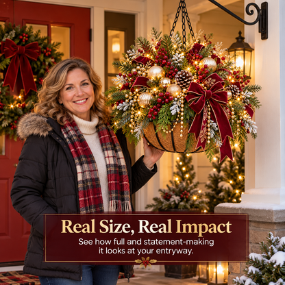 🎄 Last Day 50% OFF 🏆 Pre-Lit Christmas Hanging Basket | Pre-lit, weather-resistant, and zero maintenance🏆🎄