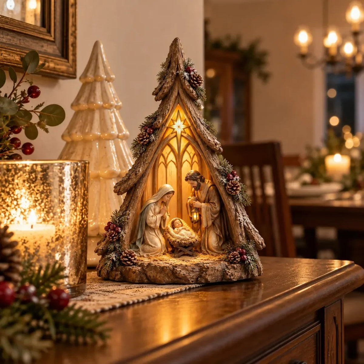 ⏰ LAST DAY 50% OFF - Old-World Lighted Nativity Trees