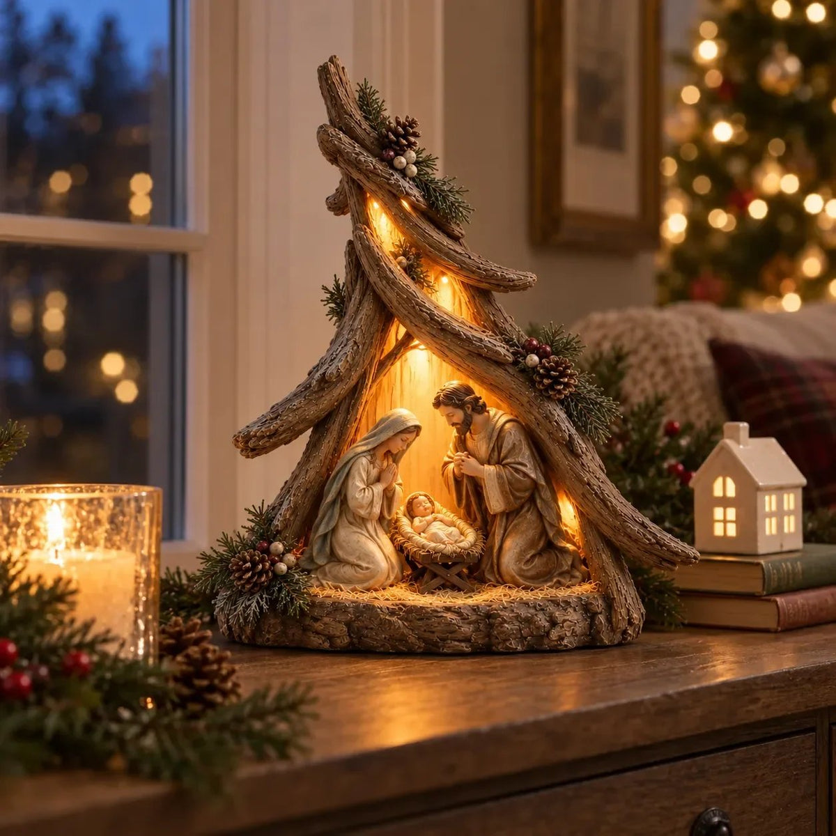 ⏰ LAST DAY 50% OFF - Old-World Lighted Nativity Trees