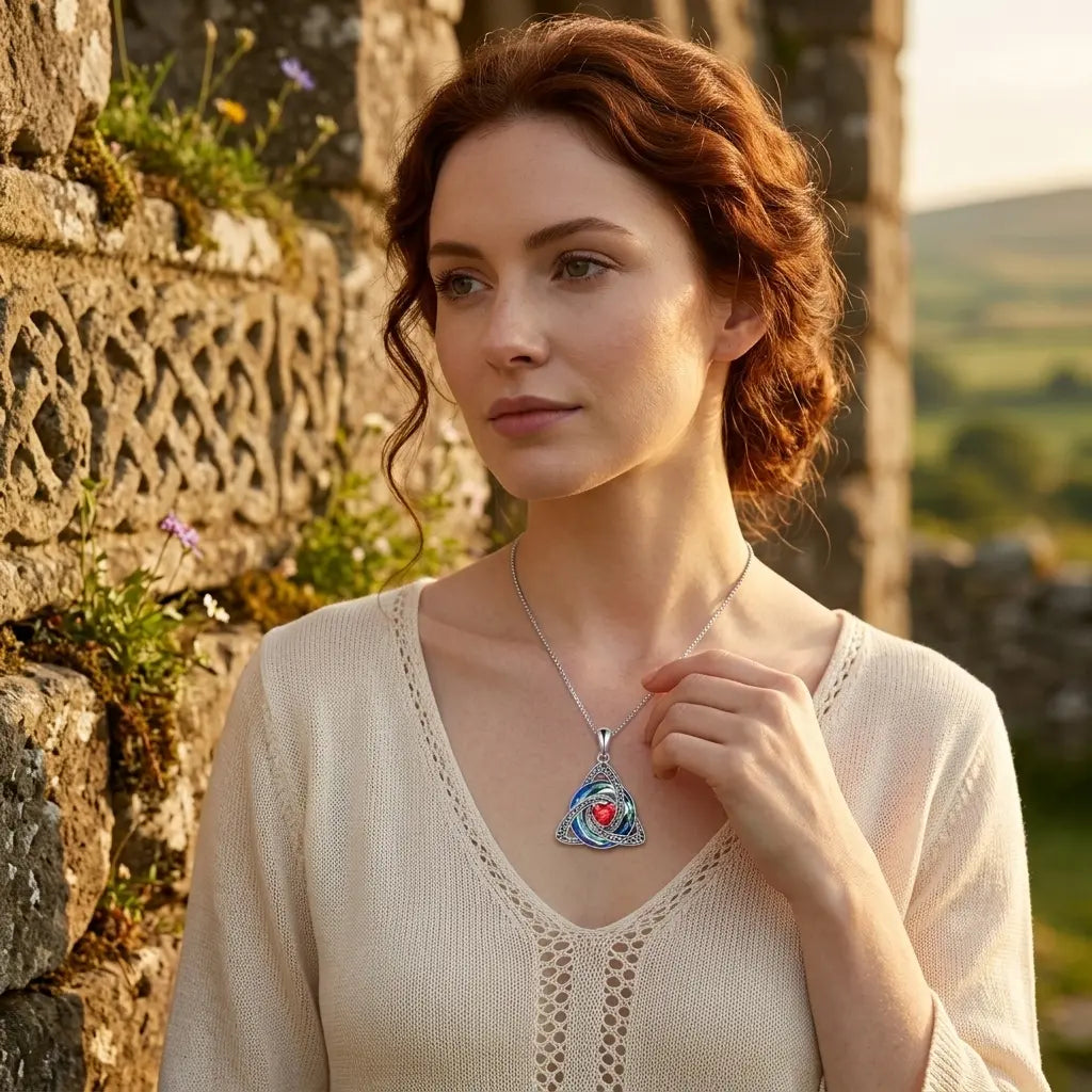Birthstone Celtic Trinity Knot Necklace – Silver-Plated Crystal Pendant Jewelry