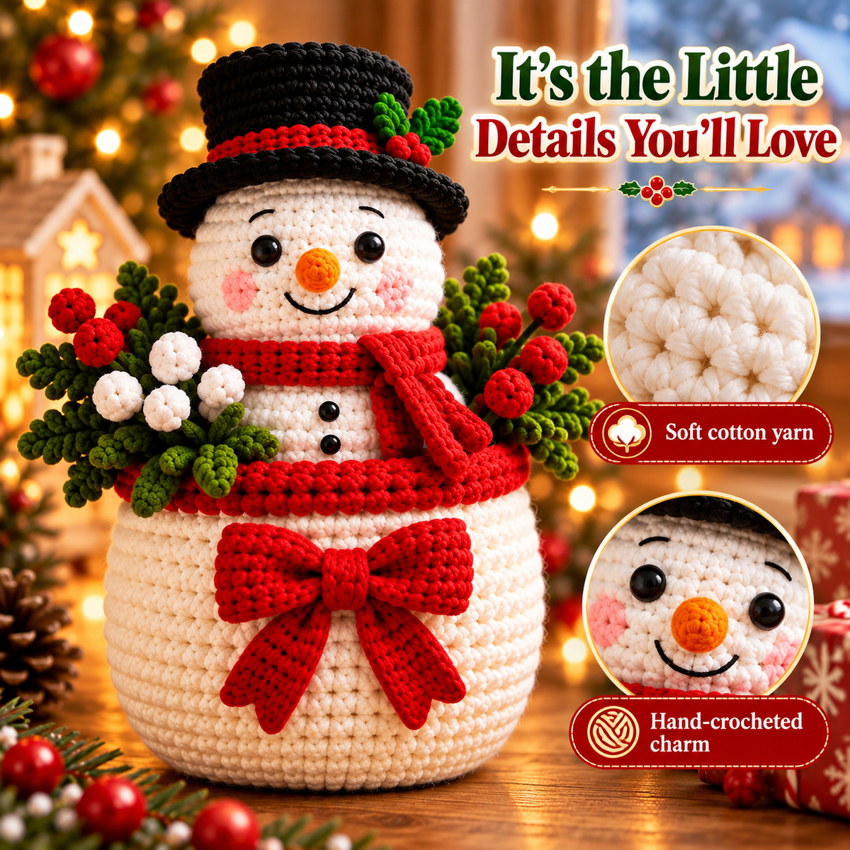 🎄🧶 Little Pots of Christmas Joy™ – Handmade Crochet Christmas Flower Pot Decorations | 6 Adorable Holiday Designs 🎁