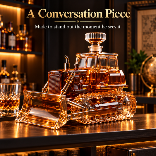 🔥IronTrack™ Bulldozer Whiskey Decanter – Heavy Equipment Bar Display