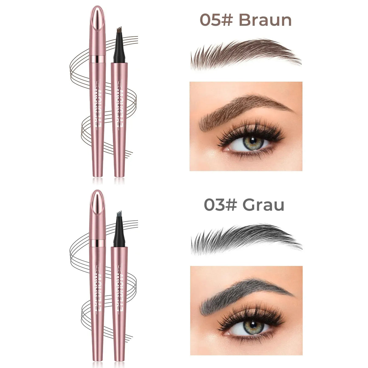 🎁✨Wasserfester Micro-Fork Augenbrauenstift, langanhaltende Brownen-Pen für natürliche, haarähnliche Striche