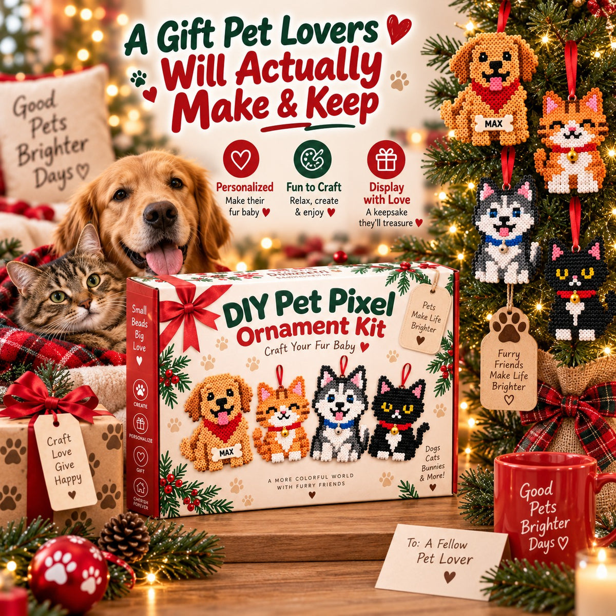 🐾 My Furry Friend Keepsake™ – DIY Pet Pixel Ornament Kit
