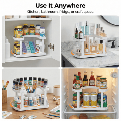 ⏳Limited Offer 50%OFF🔥2-Tier D-Shaped Adjustable Rotating Spice Organizer