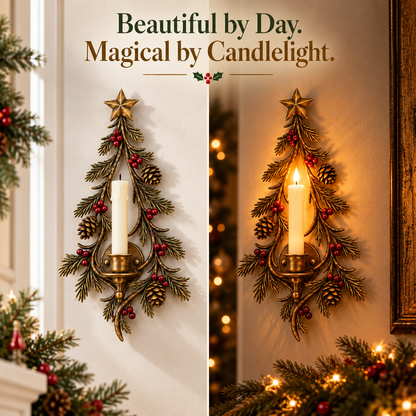 🎄 Heritage Evergreen Candle Sconce™ – Vintage Christmas Wall Glow