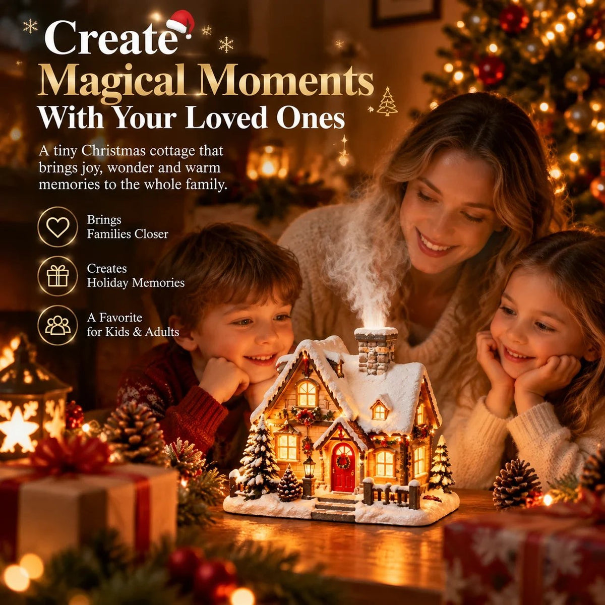 🔥 LAST DAY 50% OFF 🔥 Christmas Cottage Humidifier™ – Glowing Snow Village with Soft Mist, Warm Lights & Cozy Holiday Charm 🎄❄️✨