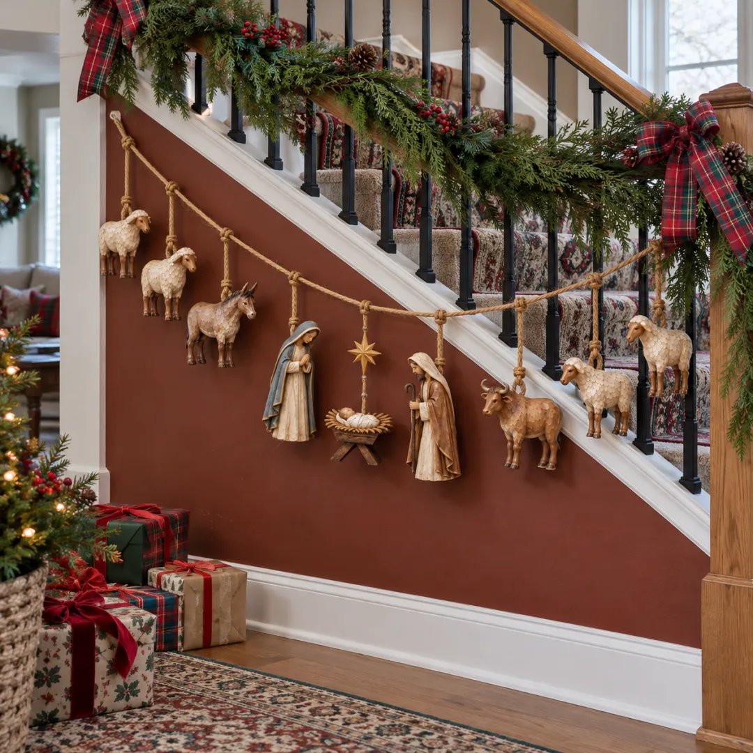✝️🎄Handcrafted Wooden Nativity Garland🎄