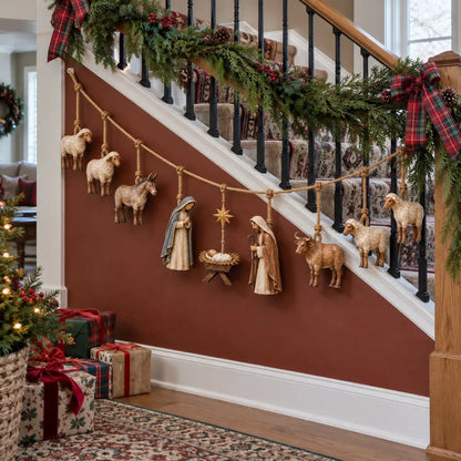 ✝️🎄Handcrafted Wooden Nativity Garland🎄