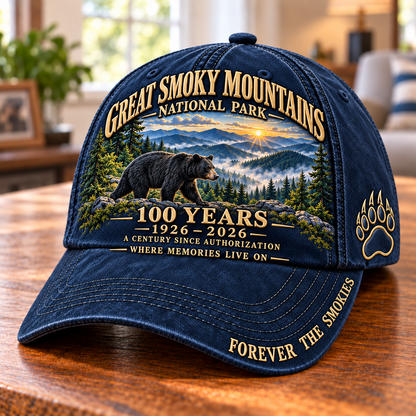 🔥 LIMITED-TIME SALE 🔥 Great Smoky Mountains 100th Anniversary Cap™ – 1926–2026 Black Bear National Park Commemorative Embroidered Hat 🐻🏔️