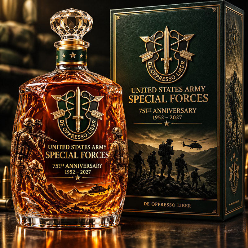 United States Army Special Forces 75th Anniversary Whiskey Bottle