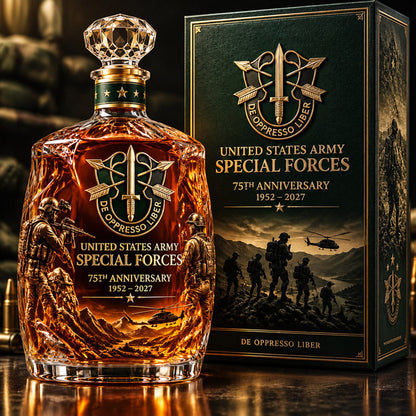 United States Army Special Forces 75th Anniversary Whiskey Bottle