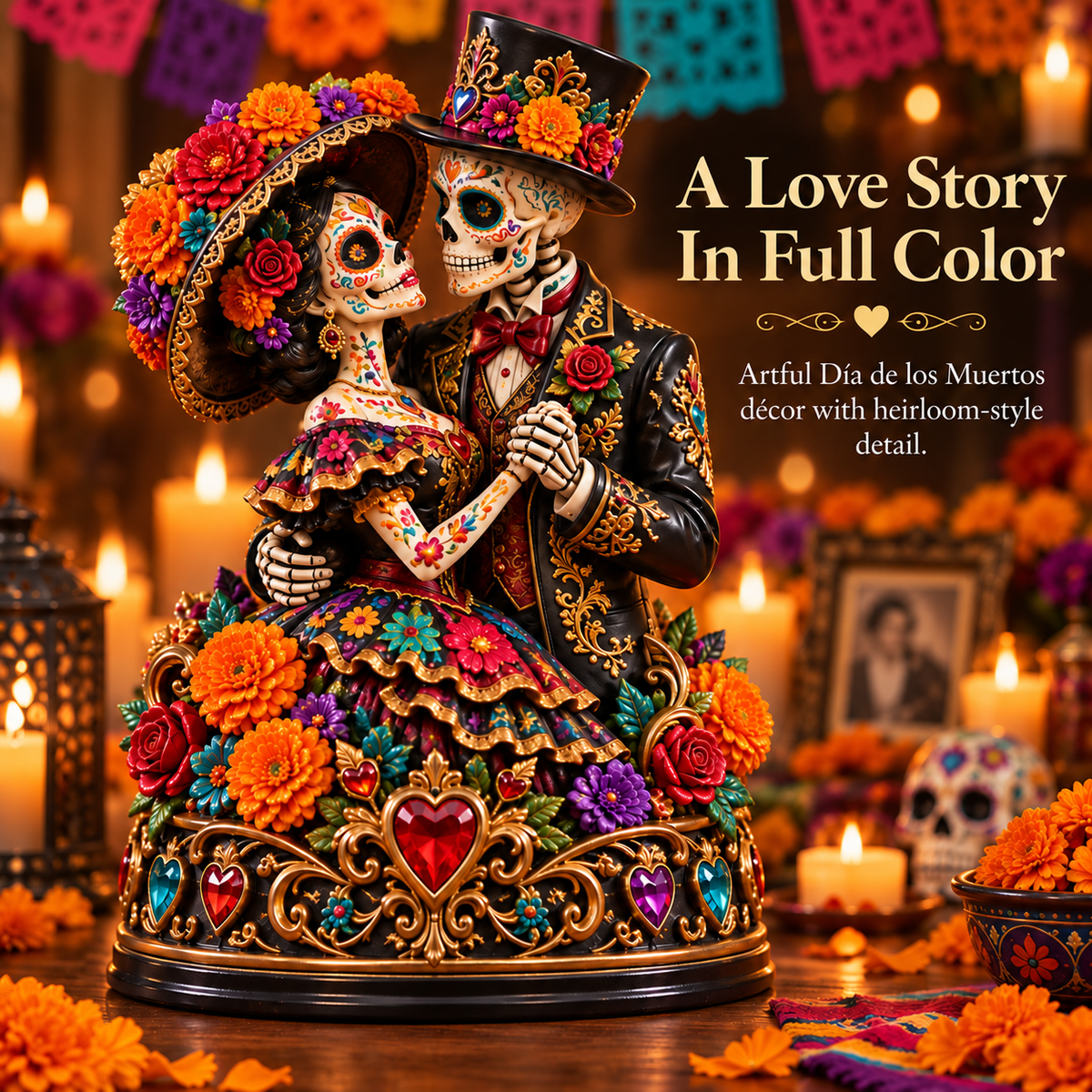 💀 LIMITED-TIME 50% OFF | 💞 Day of the Dead Catrina Figurines – Festive Couple Collectible Decor