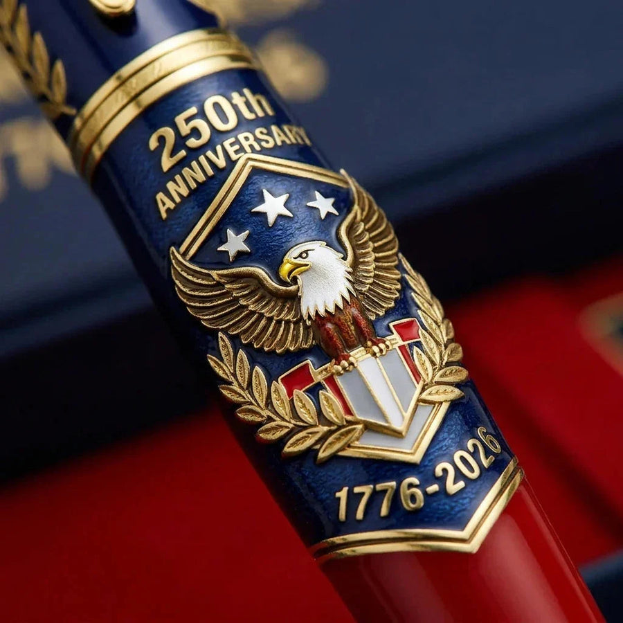 Close-up of United States 250th anniversary pen design