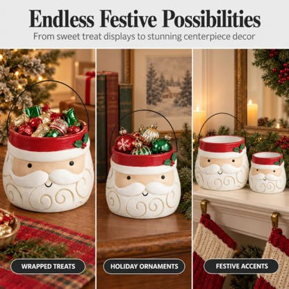 🎅🎄 Christmas Santa Kitchen Utensil Holder Set – Adorable Santa Claus Storage Crocks | Festive Holiday Countertop Decor & Christmas Gift 🎁