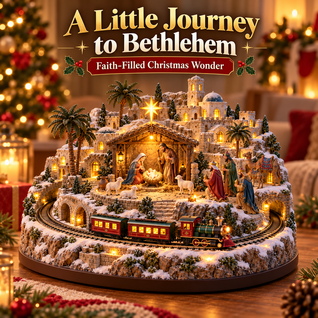 Bethlehem Christmas Journey illuminated nativity train village