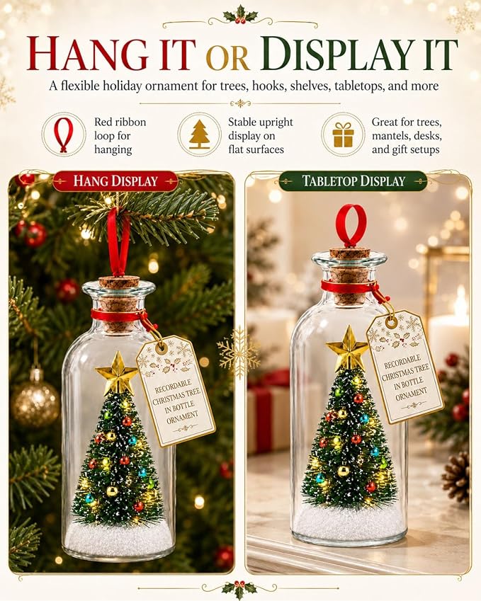 🎄 Christmas Voice Keepsake™ — Recordable Message in a Bottle Ornament