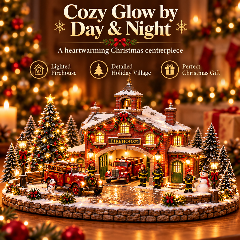 Christmas Firehouse Village warm light display