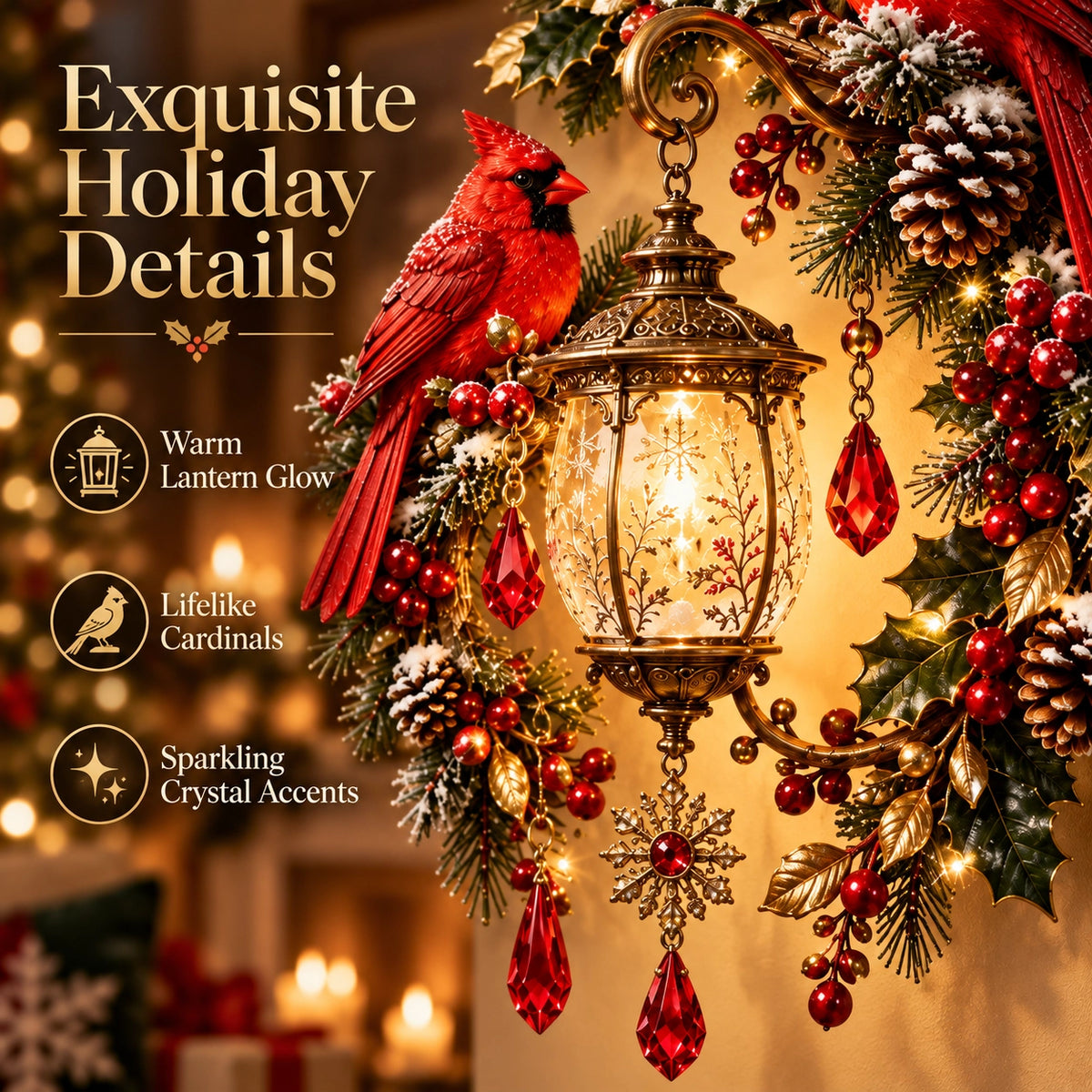 🔥Last Day 49% OFF🔥Cardinal Christmas Lantern Glo – Lighted Holiday Wall Decor