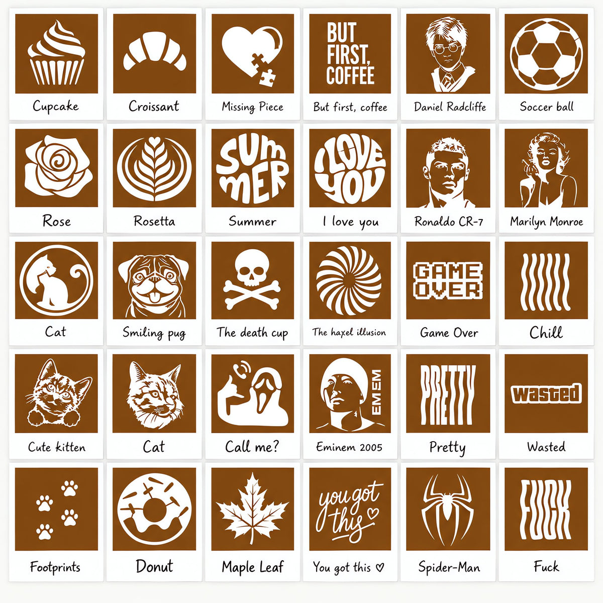 ☕ Instant Latte Art Creator | Latte Art with 30 Stencils | One‑Press Coffee Foam Pattern Maker for Home Barista