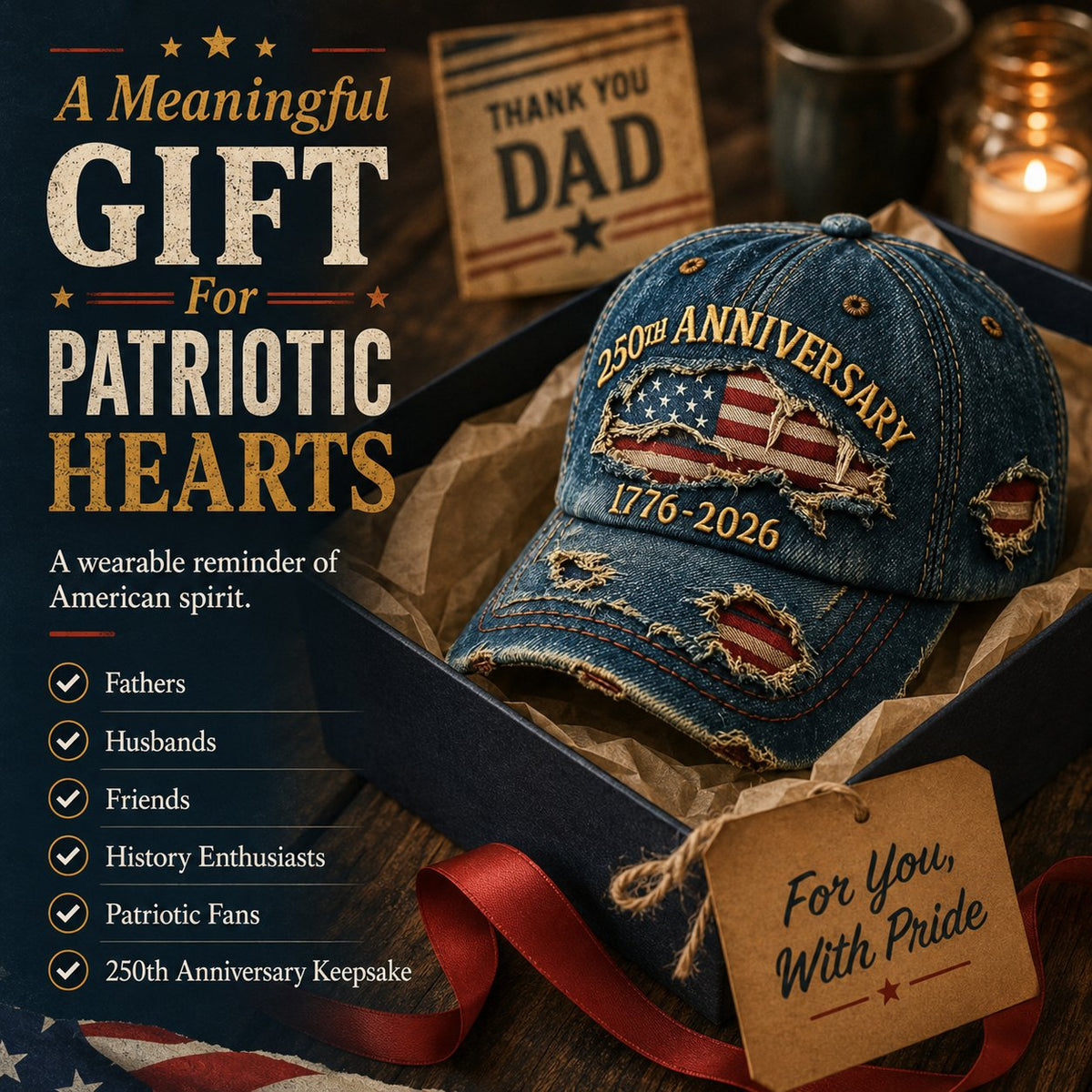 🔥 Limited-Time 49% OFF | 🇺🇸 America 250™ 1776–2026 Distressed Denim Baseball Cap – Heritage Edition 🧢