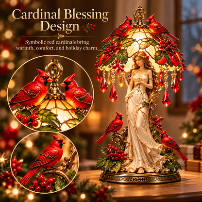 🎄 Cardinal Christmas Goddess Glow™ – Lighted Holiday Table Décor