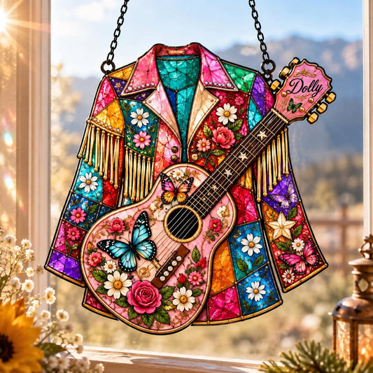 ⏰ LAST DAY 57% OFF - 💃 Handmade Dolly Parton “Coat of Many Colors” Stained Glass Suncatcher