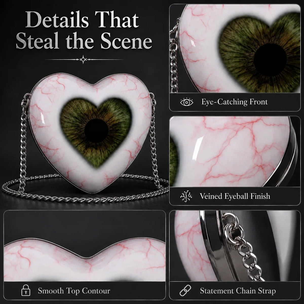 Gothic Heart Eye Bag Capacity