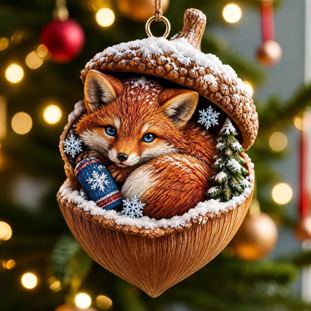 🌲 Handmade 3D Woodland Nut Hideaway Ornament — A Whimsical Christmas Tree Keepsake