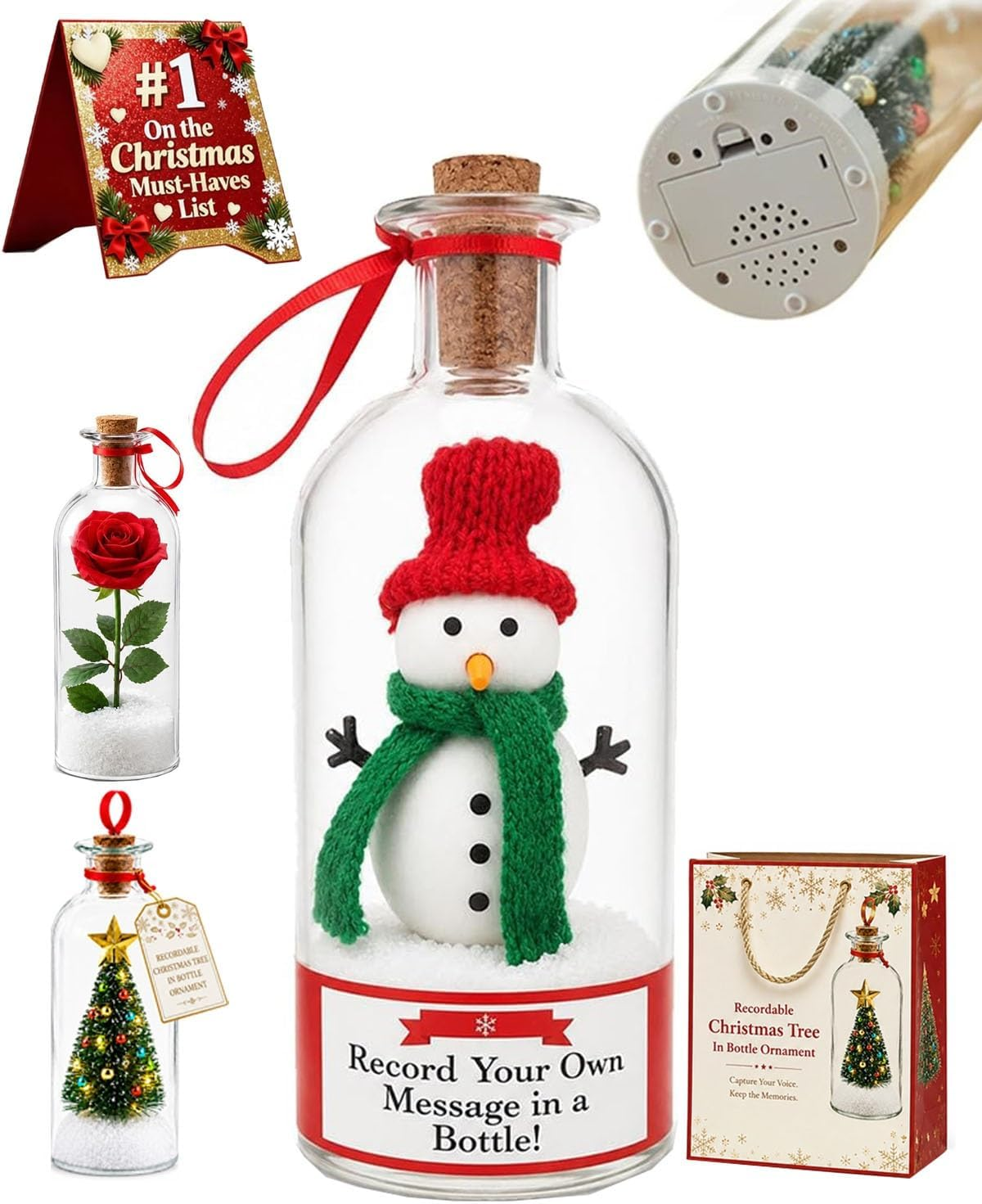 🎄 Christmas Voice Keepsake™ — Recordable Message in a Bottle Ornament