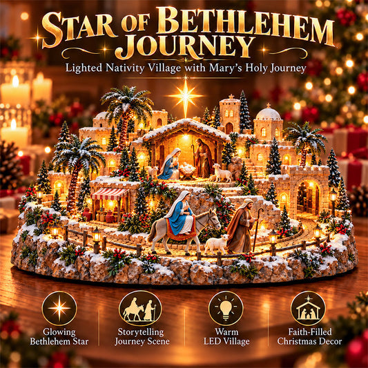 🔥 LAST DAY 50% OFF 🔥 ✨ Journey to Bethlehem™ – Illuminated Nativity Christmas Village with the Birth of Jesus, Holy Family & Star of Bethlehem 🙏